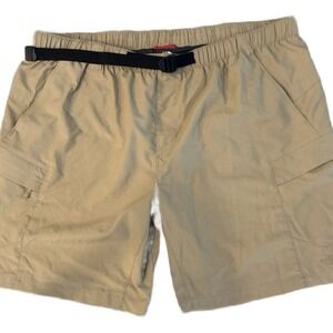 The North Face Mens Cargo Shorts Tan Elastic Waist Belted Sz XXL
